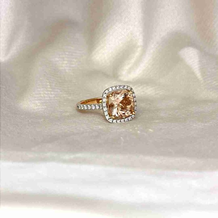 Morganite Cushion Ring