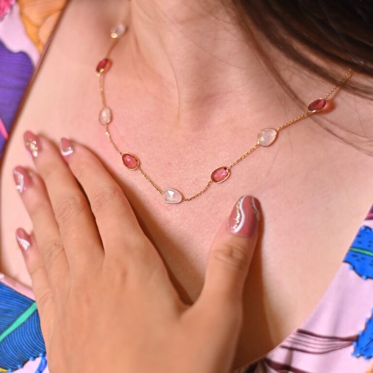Pink Tourmaline And Labradorite chain