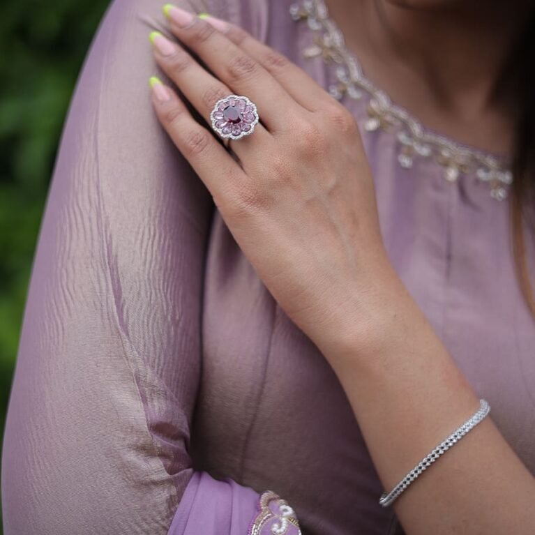 Pink Sapphire Flower Ring