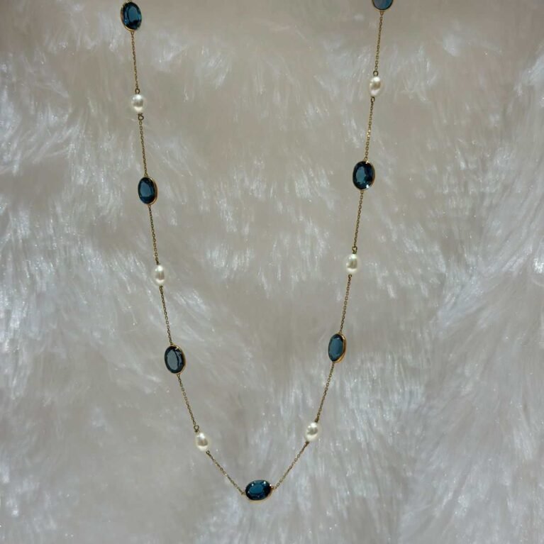 Pearl and London Blue Topaz  Chain