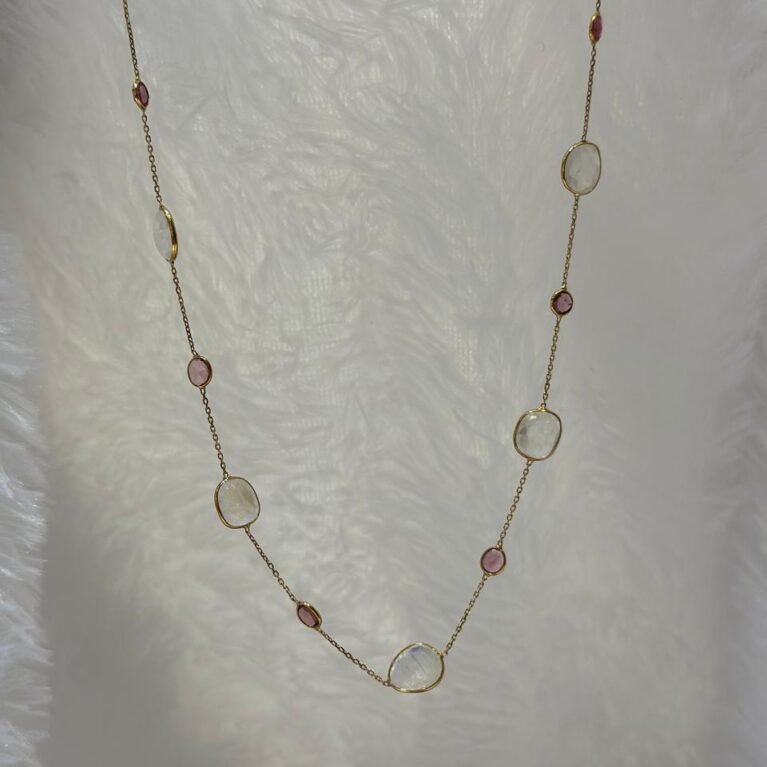Pink Tourmaline and Moonstone Chain