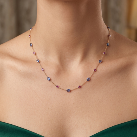 Pink Tourmaline and Tanzanite Chain