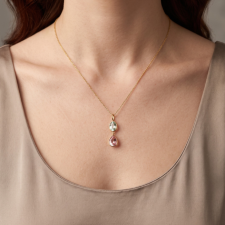 Green and Pink Tourmaline Pendant