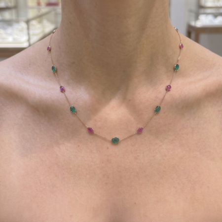 Emerald and Pink Sapphire Chain