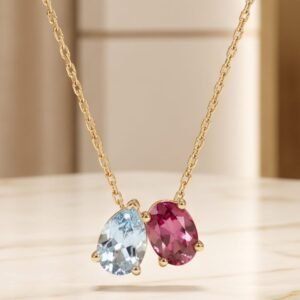 Pink Tourmaline and Aqua Marine Pendant